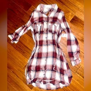 Charlotte Russe NWT plaid long or 3/4 sleeve shirt dress tie cut out in back